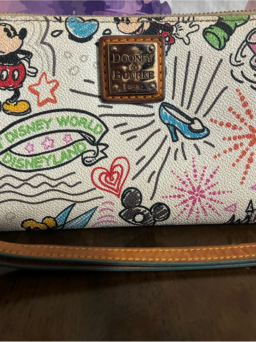 Dooney & Bourke White Multicolor Disney Sketch Shoulder Bag